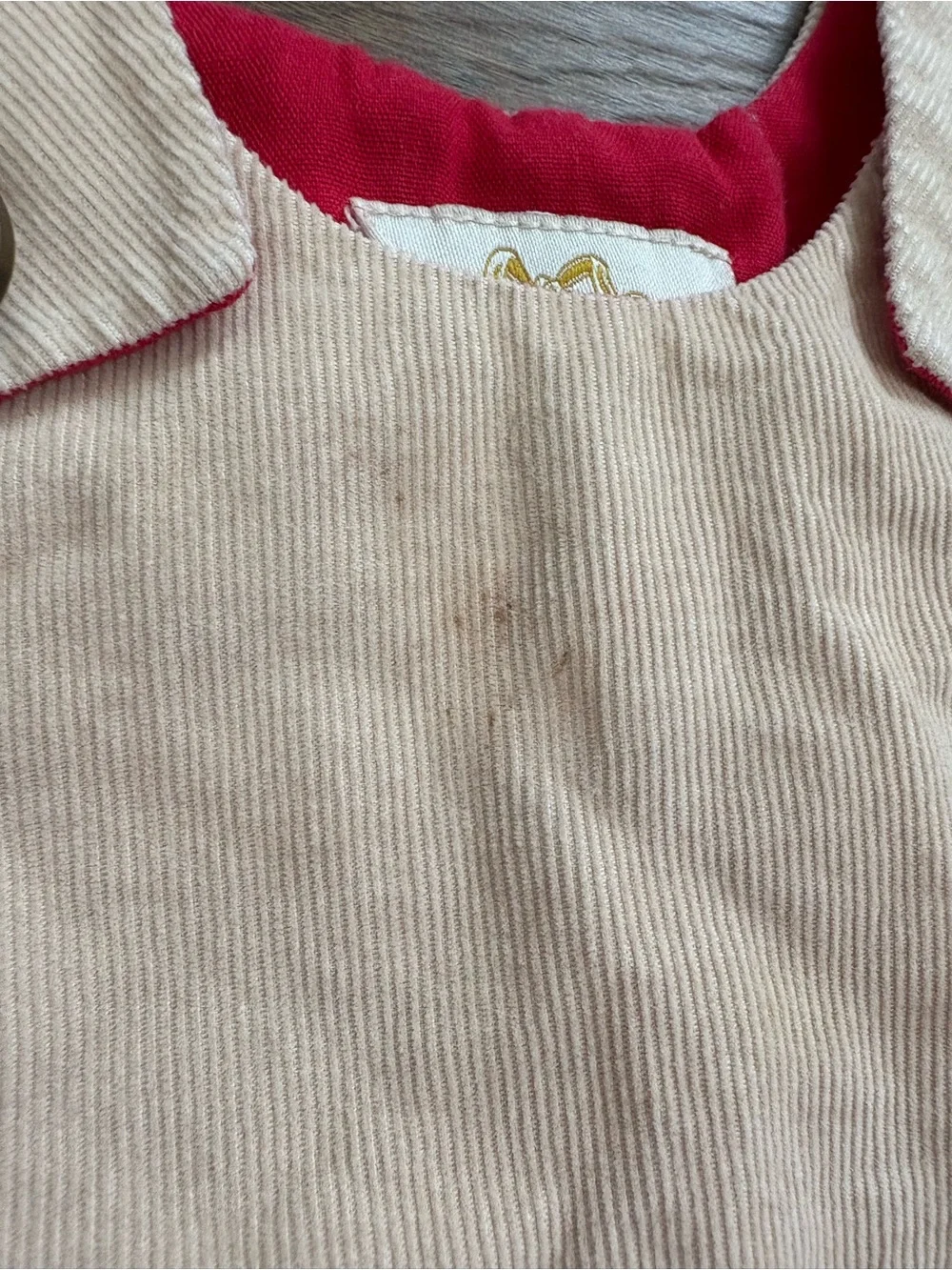 TBBC The Beaufort Bonnet Company Red Cream Corduroy Dress 18-24M